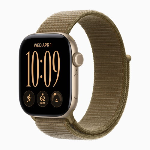 Apple Watch Series 12 46mm, Light Gold Aluminum Case with Sport Loop - Olive