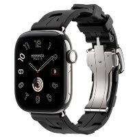 Apple Watch Hermès Series 12 42mm, Silver Titanium, ремешок Deployment Buckle Kilim черный (Noir)