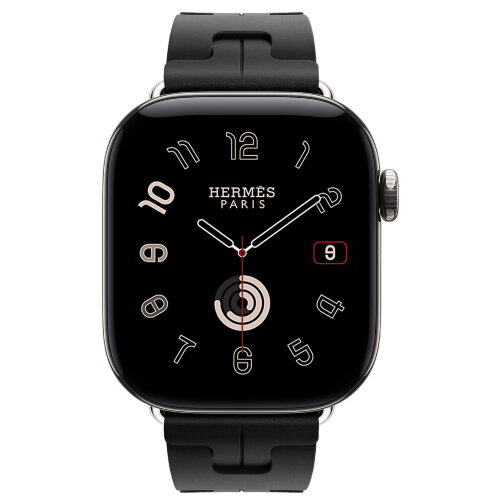 Apple Watch Hermès Series 12 42mm, Silver Titanium, ремешок Deployment Buckle Kilim черный (Noir)