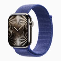 Apple Watch Series 10 46mm, Natural Titanium Case with Sport Loop - Ultramarine