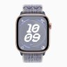 Apple Watch Series 10 42mm, Rose Gold Aluminum Case with Nike Sport Loop - Grey/Blue