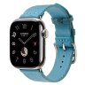 Apple Watch Hermes Series 10 42mm, ремешок из плетеного нейлона голубого цвета