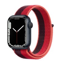 Apple Watch Series 7 41 мм, из алюминия «Тёмная ночь», спортивный браслет Красный