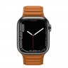 Apple Watch Series 7 41 мм, Графитовая нержавеющая сталь, браслет из кожи «Золотистая охра»