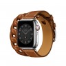 Двойной кожаный ремешок Hermès Gourmette с кожаной цепью 41mm для Apple Watch - Коричневый