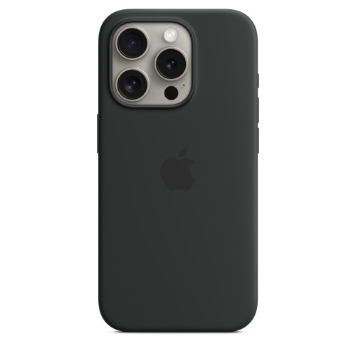 Силиконовый чехол для iPhone 15 с MagSafe - Черный (Black)