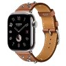 Apple Watch Hermes Series 11 42mm, кожаный коричневый ремешок с клепками