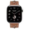 Apple Watch Hermes Series 11 42mm, кожаный коричневый ремешок с клепками
