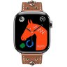 Apple Watch Hermes Series 11 42mm, кожаный коричневый ремешок с клепками