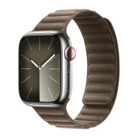 Apple Watch Series 9 45mm Silver Stainless Steel Case with Magnetic Link - Tan