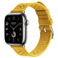 Apple Watch Hermes Series 9 41mm, ремешок из текстильного трикотажа желтого цвета