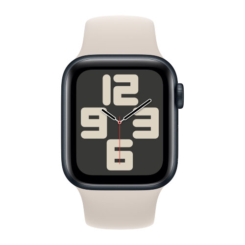 Apple Watch SE (2023) 44mm, Midnight Aluminum Case with Sport Band - Starlight (Бежевый)