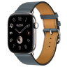 Apple Watch Hermès Series 12 46mm, Silver Titanium, ремешок Single Tour темно-синий (Bleu Tempête)