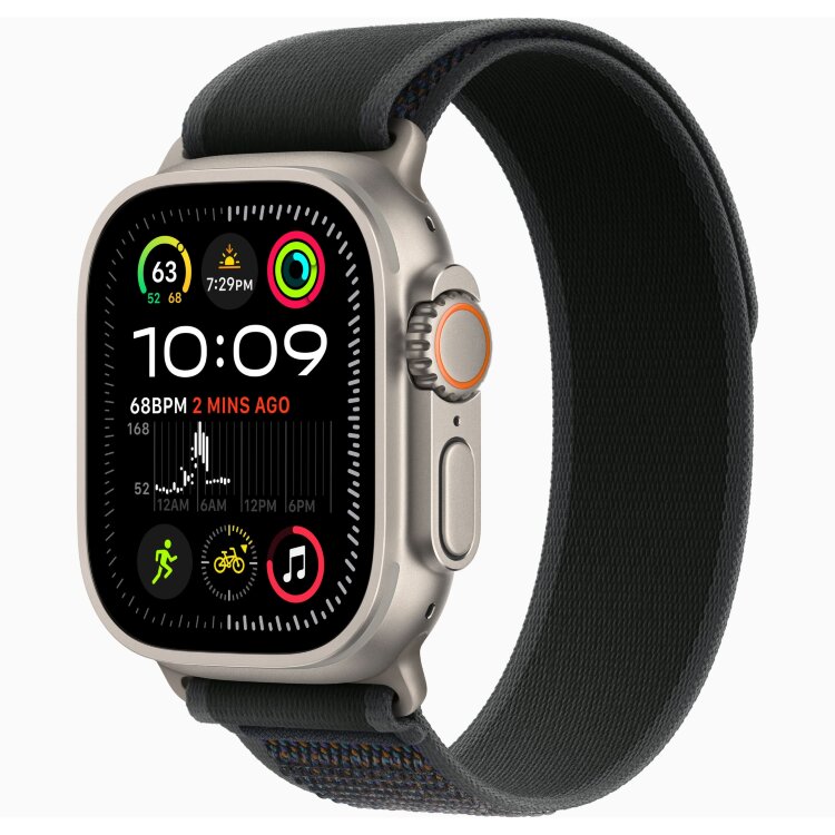 Apple Watch Ultra 2 49mm Titanium Case with Black Trail Loop (S/M)