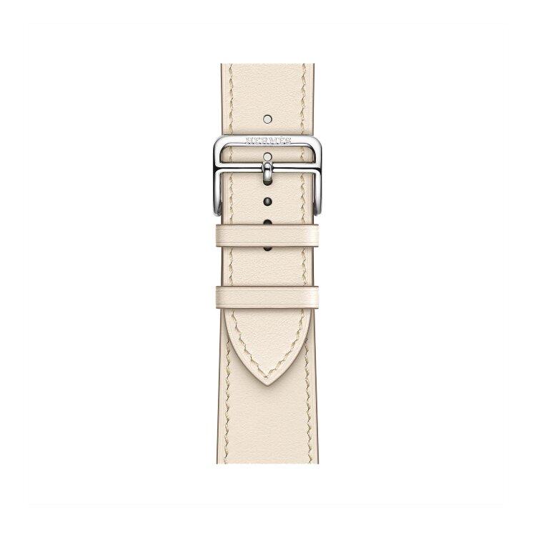 Кожаный ремешок Hermes для Apple Watch Single Tour 46mm - Кремовый (Beton)