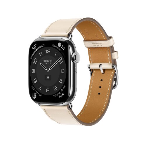 Кожаный ремешок Hermes для Apple Watch Single Tour 46mm - Кремовый (Beton)