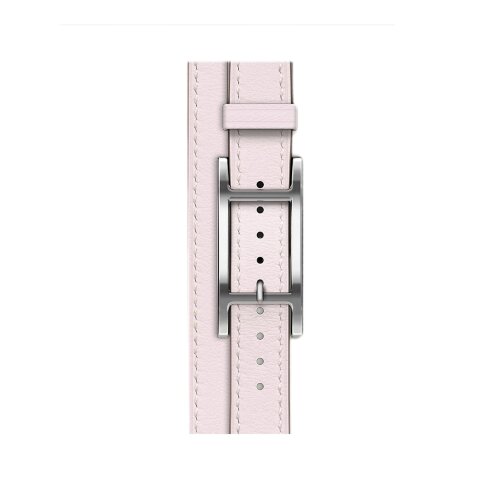 Кожаный двойной тонкий ремешок с пряжкой Hermes для Apple Watch 42mm Attelage Hapi Double Tour - Светло-розовый (Mauve/Pale)