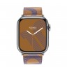 Apple Watch Series 7 Hermes 41 мм, кожаный ремешок бисквитного цвета с синим узором