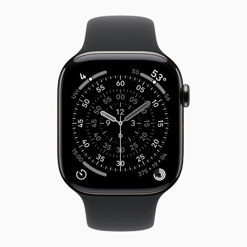 Apple Watch Series 11 46mm, Slate Titanium Case with Sport Band - Black