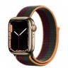 Apple Watch Series 7 41 мм, сталь золотистая, спортивный браслет «Тёмная вишня/зелёный лес»