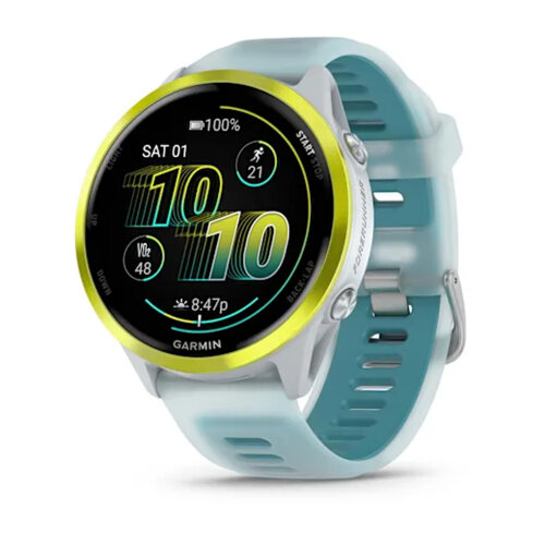 Умные часы Garmin Forerunner 570 47mm, Amp Yellow Aluminum, Translucent Whitestone/Turquoise Band