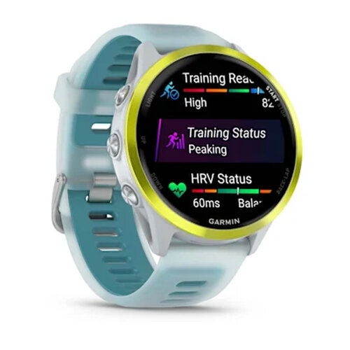 Умные часы Garmin Forerunner 570 47mm, Amp Yellow Aluminum, Translucent Whitestone/Turquoise Band