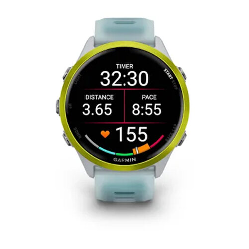 Умные часы Garmin Forerunner 570 47mm, Amp Yellow Aluminum, Translucent Whitestone/Turquoise Band