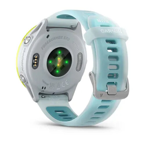 Умные часы Garmin Forerunner 570 47mm, Amp Yellow Aluminum, Translucent Whitestone/Turquoise Band
