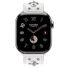 Apple Watch Hermes Series 11 42mm, кожаный белый ремешок с клепками