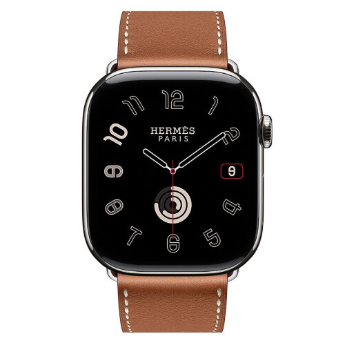 Apple Watch Hermes Series 12 46mm, классический кожаный коричневый ремешок