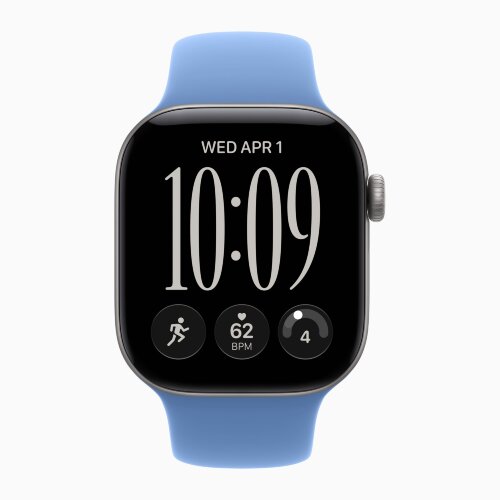 Apple Watch Series 12 46mm, Space Gray Aluminum Case with Sport Band - Wildflower Blue