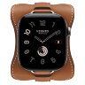 Apple Watch Hermès Series 12 42mm, Silver Titanium, ремешок Attelage En Selle золотисто-коричневый (Gold)