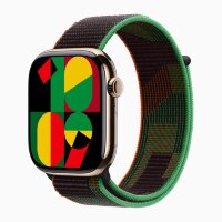 Apple Watch Series 10 42mm, Gold Titanium Case with Sport Loop - Black Unity