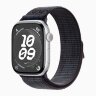 Apple Watch Series 10 42mm, Silver Aluminum Case with Nike Sport Loop - Black/Blue