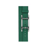Кожаный двойной тонкий ремешок с пряжкой Hermes для Apple Watch 42mm Attelage Hapi Double Tour - Зеленый (Vert Moyen)