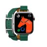 Кожаный двойной тонкий ремешок с пряжкой Hermes для Apple Watch 42mm Attelage Hapi Double Tour - Зеленый (Vert Moyen)