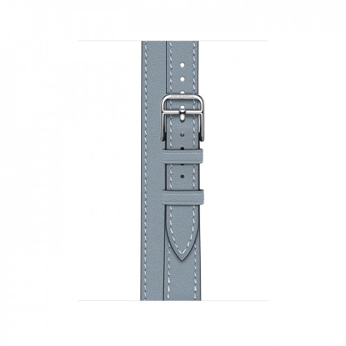 Apple Watch Series 7 Hermes 41 мм, двойной, длинный, кожаный ремешок голубого цвета