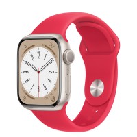 Apple Watch Series 8 41mm, Starlight Aluminum Case with Sport Band - Red