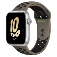 Apple Watch Series 8 Nike 45mm, Silver Aluminum Case with Sport Band - Olive Grey/Black