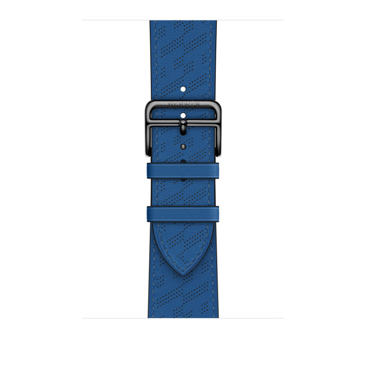 Ремешок Hermès H Diagonal из кожи Swift 46mm для Apple Watch - "Французский синий"