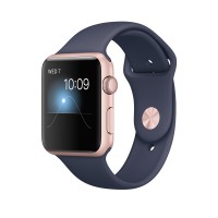 Apple Watch Series 1 42mm, Корпус из алюминия "Розовое золото", темно-синий спортивный ремешок