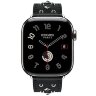 Apple Watch Hermes Series 11 42mm, кожаный черный ремешок с клепками