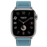 Apple Watch Hermes Series 9 41mm, классический кожаный ремешок голубого цвета