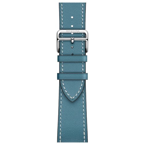 Apple Watch Hermes Series 9 41mm, классический кожаный ремешок голубого цвета