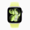 Apple Watch Series 11 46mm, Silver Aluminum Case with Sport Band - Neon Yellow