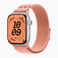 Apple Watch Series 11 42mm, Silver Aluminum Case with Nike Sport Loop - Alpenglow Pink