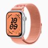 Apple Watch Series 11 42mm, Silver Aluminum Case with Nike Sport Loop - Alpenglow Pink
