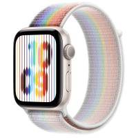 Apple Watch SE (2022) 44mm, Starlight Aluminum Case with Sport Loop - Pride Edition