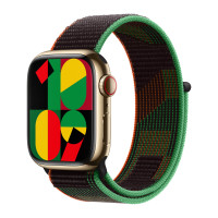 Apple Watch Series 9 45mm, Gold Stainless Steel Case with Sport Loop - Black Unity