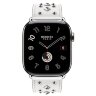 Apple Watch Hermes Series 11 46mm, кожаный белый ремешок с клепками